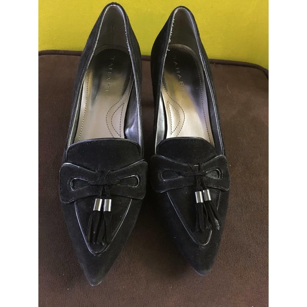 VINTAGE Tahari KAREN Velvet LOAFER Design PUMPS Double TASSEL Front Size 6
